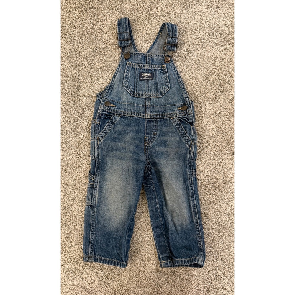 OshKosh B'gosh Kids Blue Denim Carpenter Overalls Medium Wash 18M